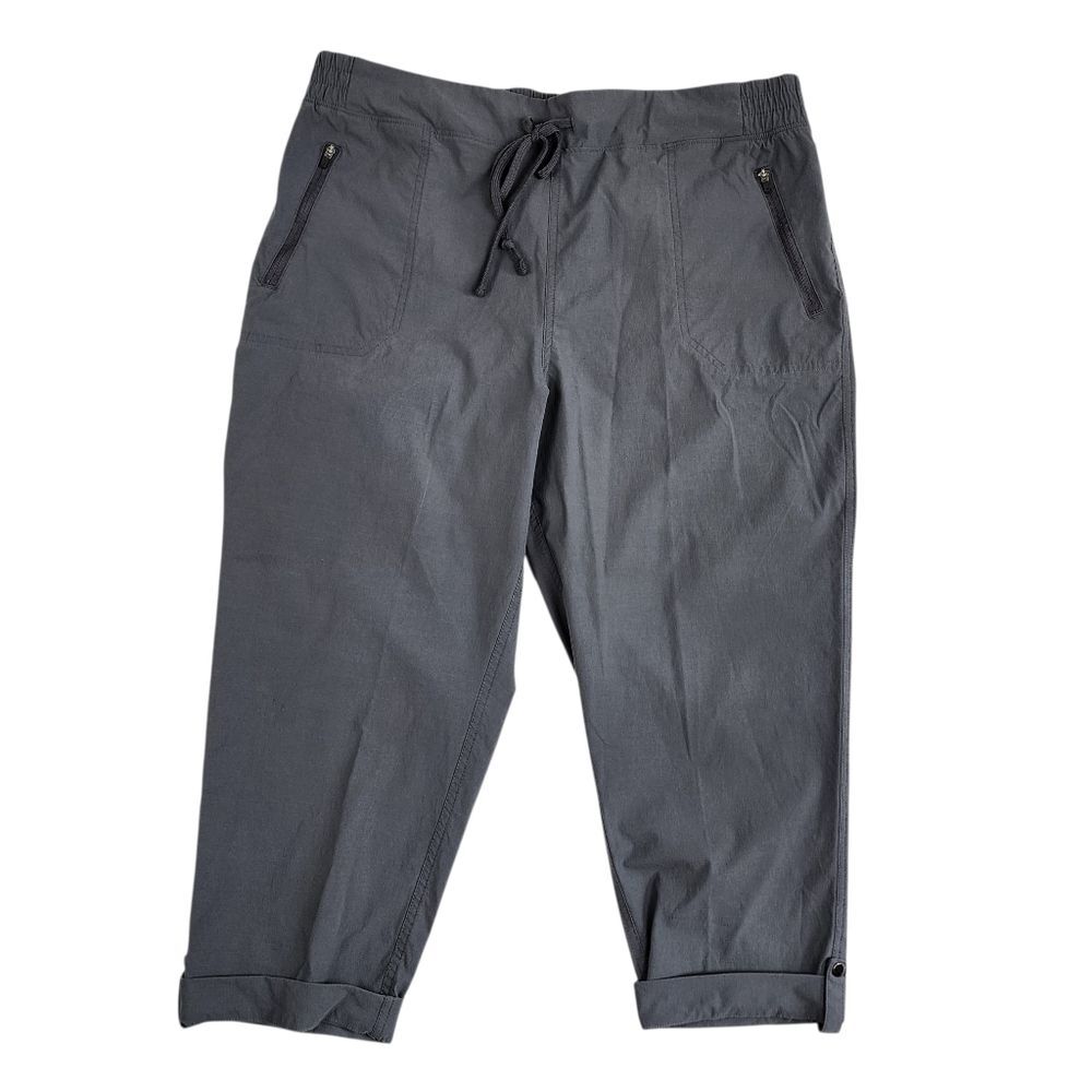 Eddie Bauer Charcoal Cropped Drawstring Pants Dark Grey Women's Size XL
